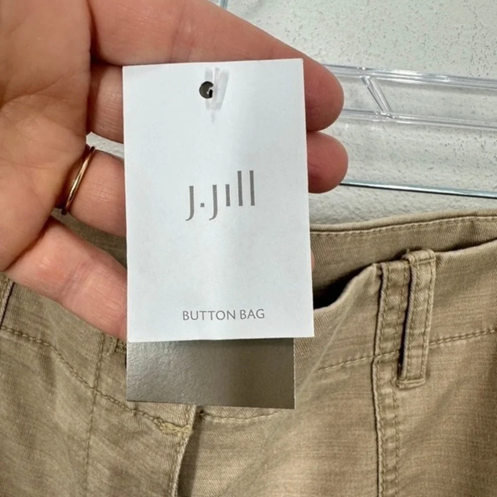 J. Jill Womens‎ Size 12 Khaki Utility Shorts Button Fly Cargo Pockets Casual NWT - Picture 5 of 11